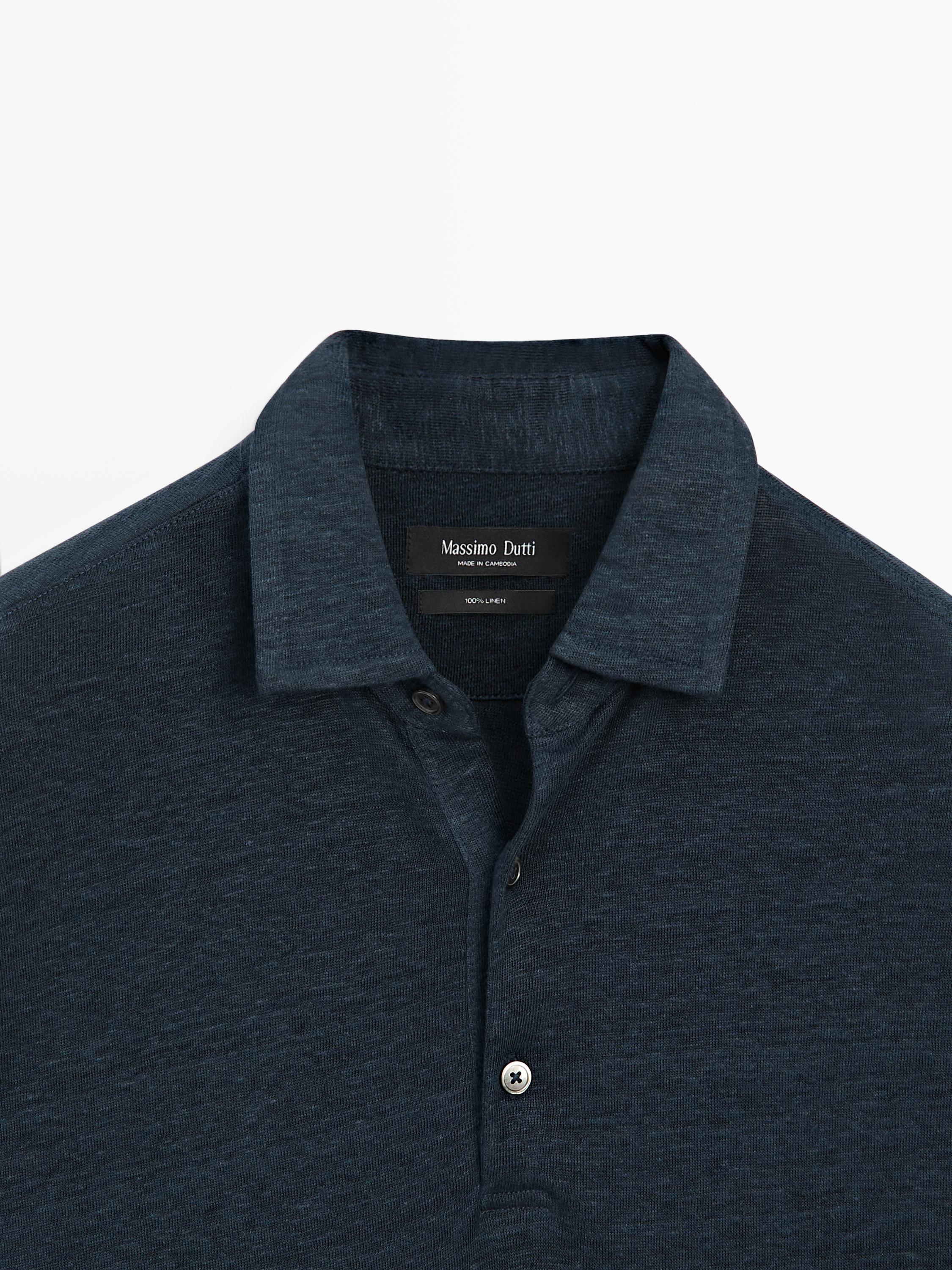 Polo 100 % lin à manches courtes